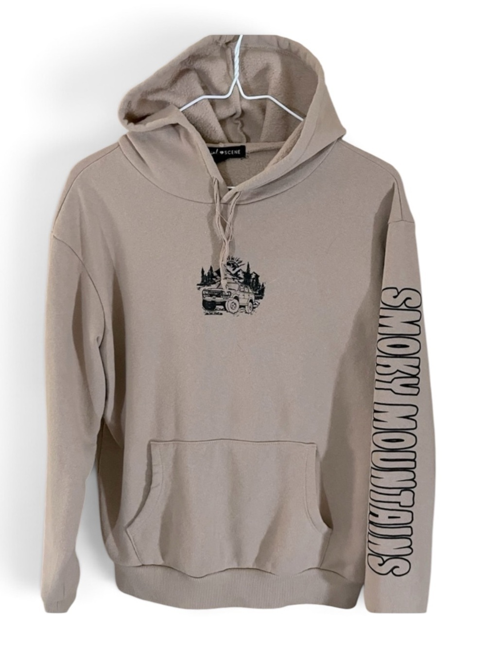 Tan Graphic ‘Let’s Get High, Smoky Mountains’ Oversized Hoodie Sweatshirt